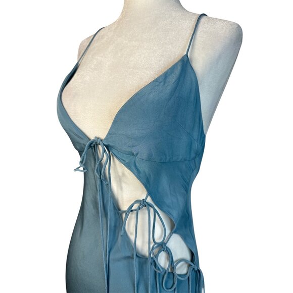 Christopher Esber Slope Tie Silk Dress in Mare 2 New Womens Long Maxi Gown - Picture 8 of 16